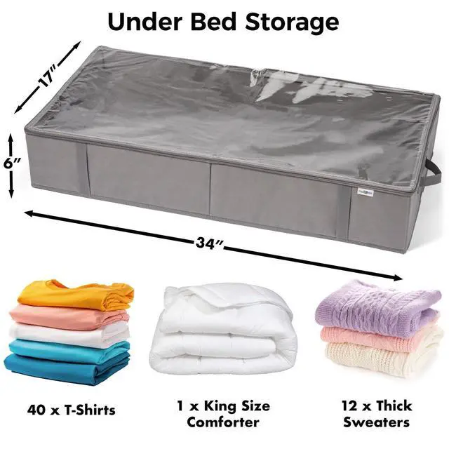 Alt view image 2 of 6 - Closet Organizers and Storage - Maximize Space with Under Bed Storage Containers & Clothes Storage - Ideal Closet Organizer, Toy Storage Organizer & Underbed Storage (Grey, 4 Pack)