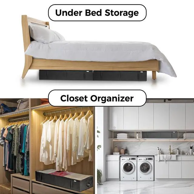 Alt view image 3 of 6 - Closet Organizers and Storage - Maximize Space with Under Bed Storage Containers & Clothes Storage - Ideal Closet Organizer, Toy Storage Organizer & Underbed Storage (Grey, 4 Pack)