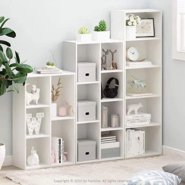Alt view image 2 of 7 - LUDER Book Shelf, 5-Cube Bookshelf, Reversible Bookcase, 9.4 x 19.5 x 31.5, Easy Assembly, for Living Room, Bedroom, Home Office, White