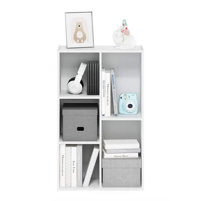 Alt view image 5 of 7 - LUDER Book Shelf, 5-Cube Bookshelf, Reversible Bookcase, 9.4 x 19.5 x 31.5, Easy Assembly, for Living Room, Bedroom, Home Office, White