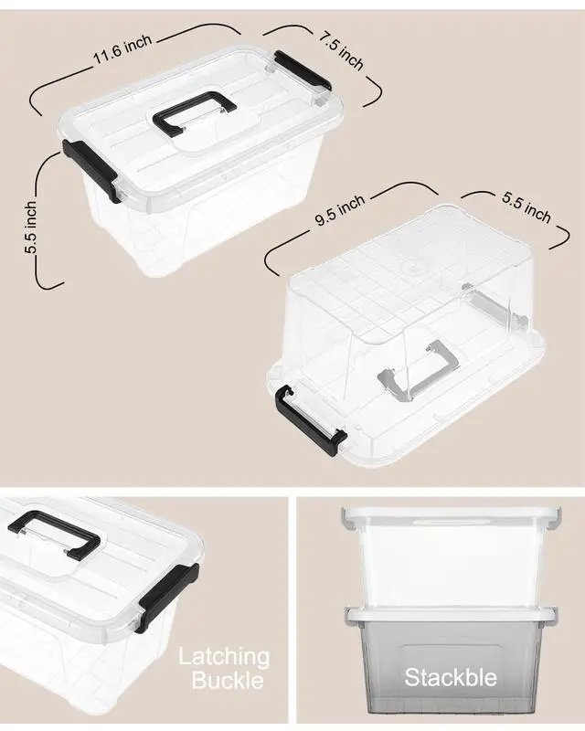 Alt view image 3 of 7 - 7Qt Clear Plastic Storage Bins with Lids,6 Pack