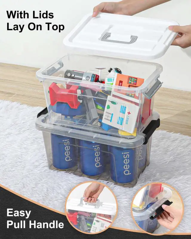 Alt view image 5 of 7 - 7Qt Clear Plastic Storage Bins with Lids,6 Pack