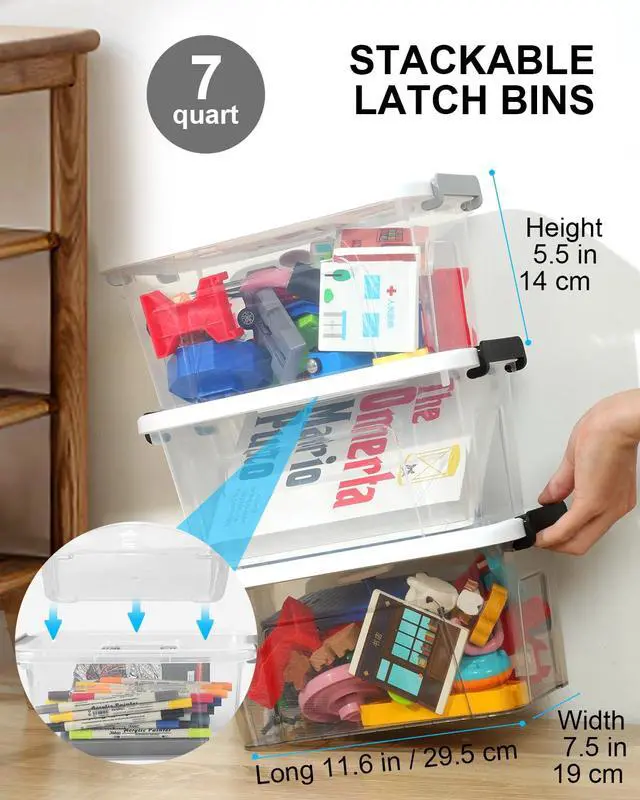 Alt view image 6 of 7 - 7Qt Clear Plastic Storage Bins with Lids,6 Pack
