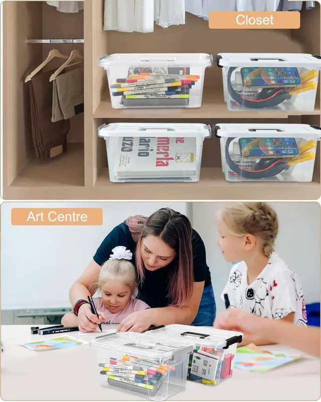 Alt view image 7 of 7 - 7Qt Clear Plastic Storage Bins with Lids,6 Pack
