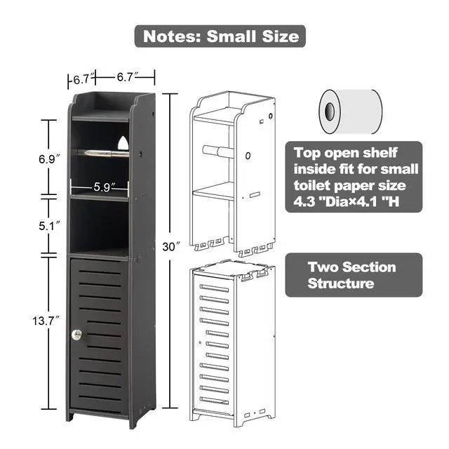 Alt view image 5 of 5 - Toilet Paper Holder Stand: Freestanding No Drill PVC Bathroom Storage for Apartment Renters -Protect Rental Deposit- Small Space Storage Solution