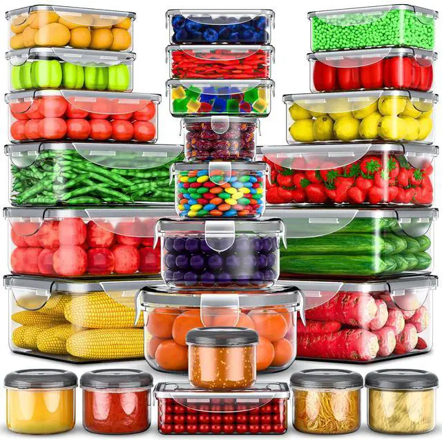 Main image of 50 Pcs Large Food Storage Containers with Lids Airtight-85 OZ to small Containers-Total 526OZ Stackable Kitchen Set -BPA Free Leak proof containers- Freezer Microwave safe