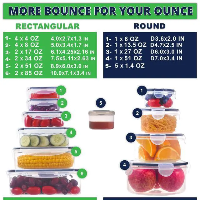 Alt view image 2 of 7 - 50 Pcs Large Food Storage Containers with Lids Airtight-85 OZ to small Containers-Total 526OZ Stackable Kitchen Set -BPA Free Leak proof containers- Freezer Microwave safe