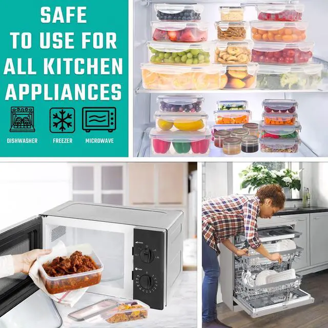 Alt view image 5 of 7 - 50 Pcs Large Food Storage Containers with Lids Airtight-85 OZ to small Containers-Total 526OZ Stackable Kitchen Set -BPA Free Leak proof containers- Freezer Microwave safe