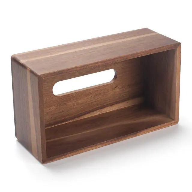 Alt view image 2 of 7 - Tissue Box Cover Rectangle, Wood Tissue Box Holder, Wooden Facial Paper Holder for Bathroom, Bedroom, Dinner Table, Office (1 Pack, 9.8 x 5.5 x 3.7 inch)