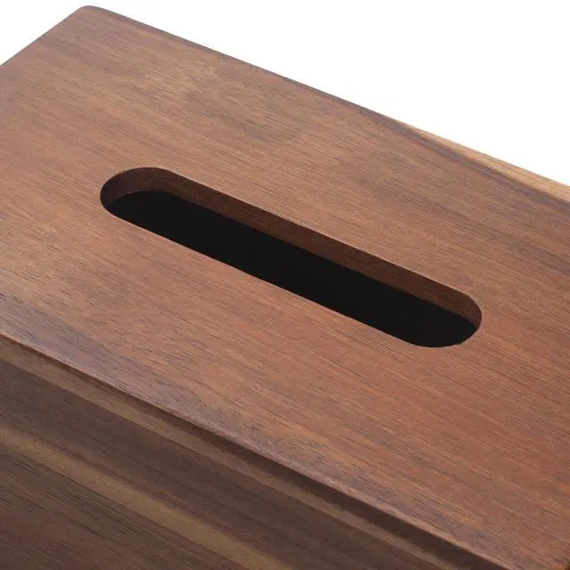 Alt view image 3 of 7 - Tissue Box Cover Rectangle, Wood Tissue Box Holder, Wooden Facial Paper Holder for Bathroom, Bedroom, Dinner Table, Office (1 Pack, 9.8 x 5.5 x 3.7 inch)