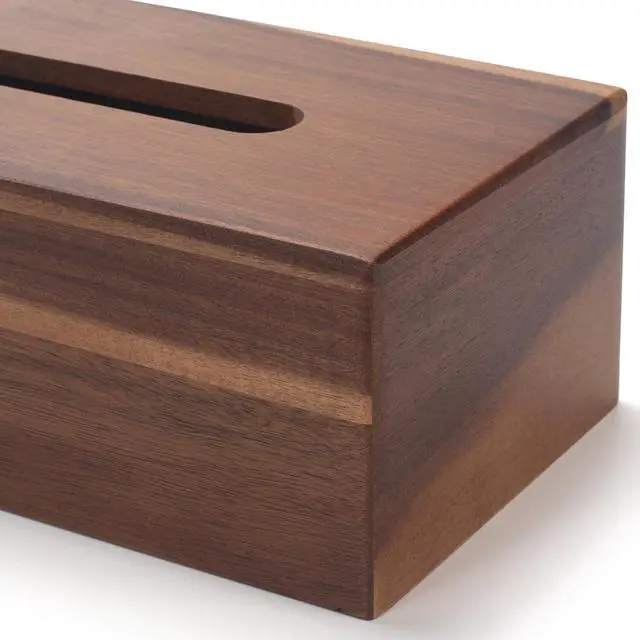 Alt view image 4 of 7 - Tissue Box Cover Rectangle, Wood Tissue Box Holder, Wooden Facial Paper Holder for Bathroom, Bedroom, Dinner Table, Office (1 Pack, 9.8 x 5.5 x 3.7 inch)