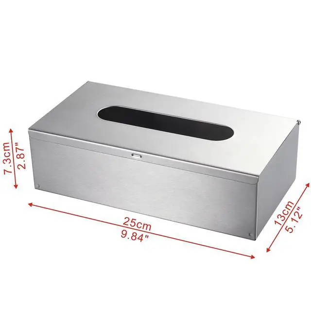 Alt view image 7 of 7 - Rectangular Tissue Box Cover - Napkin Holder, Facial Tissue Storage Box - Decorative Holder for Bathroom, Bedroom, Nightstand, Office - Stainless Steel, Brushed Nickel