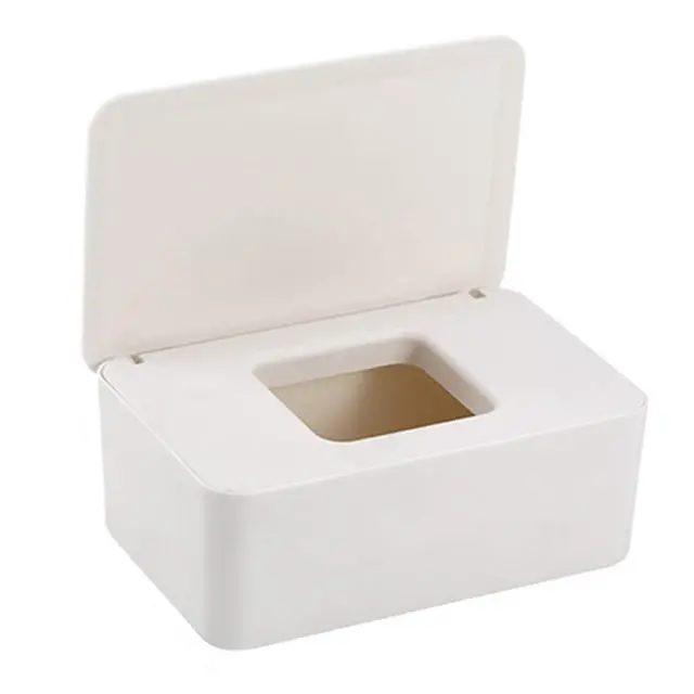 Main image of White Tissue Box Cover, Refillable Baby Wipes Dispenser with Sealed Lid, Modern Desktop Tissue Box Holder Napkin Organizer Container for Bathroom Car Office