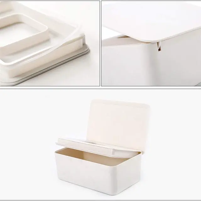 Alt view image 5 of 7 - White Tissue Box Cover, Refillable Baby Wipes Dispenser with Sealed Lid, Modern Desktop Tissue Box Holder Napkin Organizer Container for Bathroom Car Office