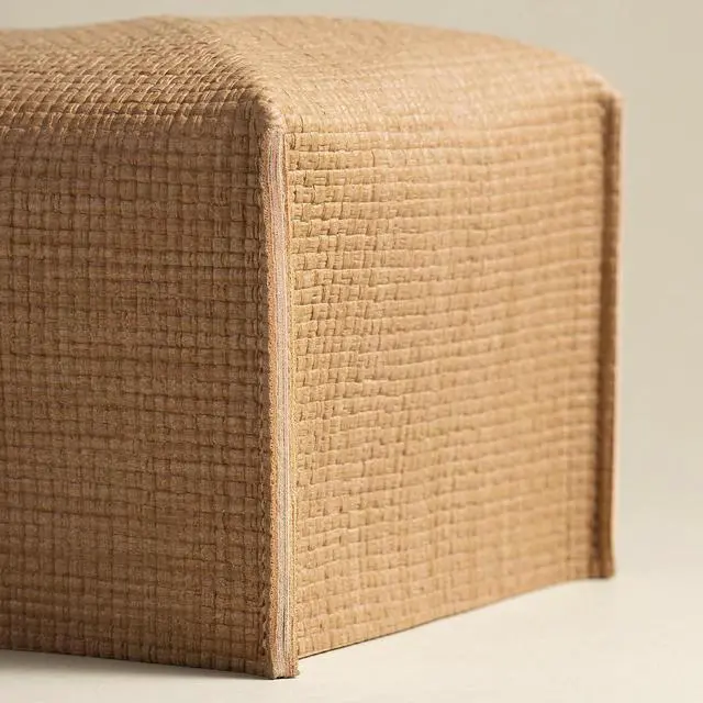 Alt view image 5 of 7 - Aesthetic Rectangle Tissue Box Cover, Medium Flat Box Tissues Holder Rectangular, Raffia Embossing, Wheat