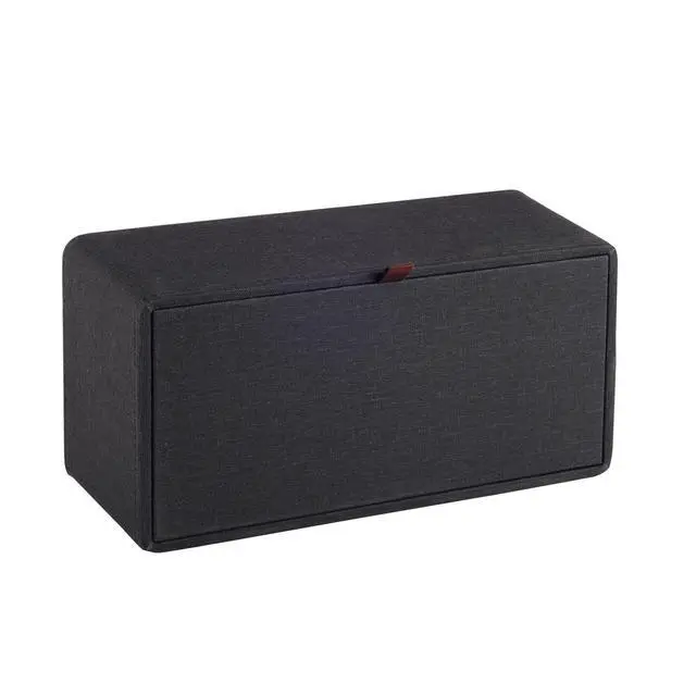 Alt view image 3 of 7 - High-end Pu Leather Tissue Box Holder Two Color Combination-Linen and Wood Grain,Rounded Rectangle Napkin Paper Case Dispenser for Home Bathroom Dresser Offices Car Tissue Cover (Black)