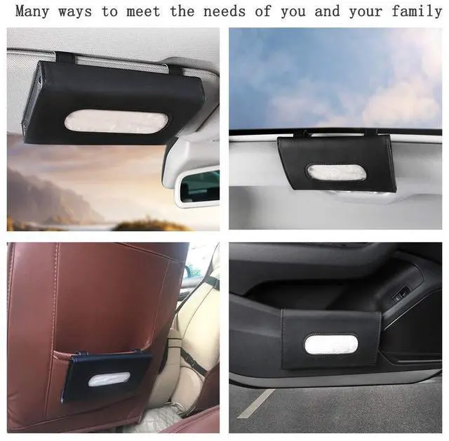 Alt view image 2 of 7 - Fredysu Car Visor Tissue Holder, Sun Visor Napkin Holder Backseat Tissue Case, Premium Car Tissue Box for car, Vehicle (Black)