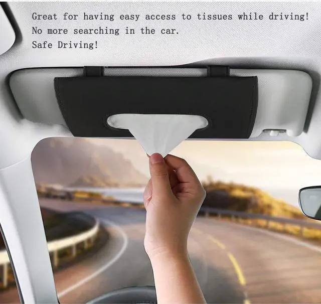 Alt view image 3 of 7 - Fredysu Car Visor Tissue Holder, Sun Visor Napkin Holder Backseat Tissue Case, Premium Car Tissue Box for car, Vehicle (Black)