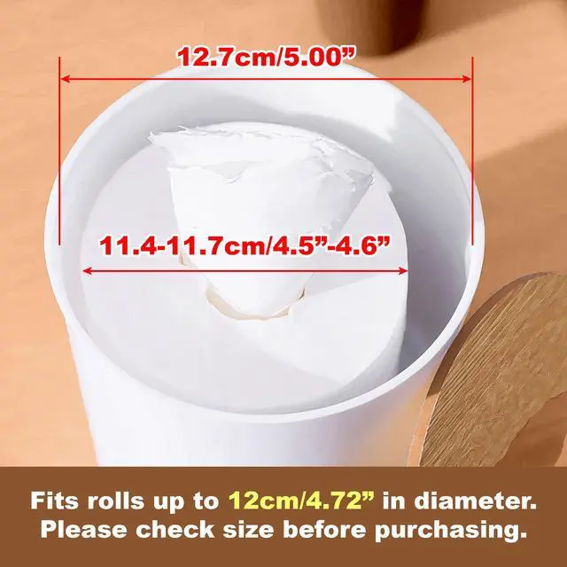 Alt view image 4 of 7 - Bamboo Lid Round Tissue Holder Box 5x5'' Decorative Toilet Paper Roll Dispenser & Dryer Sheet Case Space-Saving Wood Organizer for Bathroom - for Paper Rolls Under 5 inches only