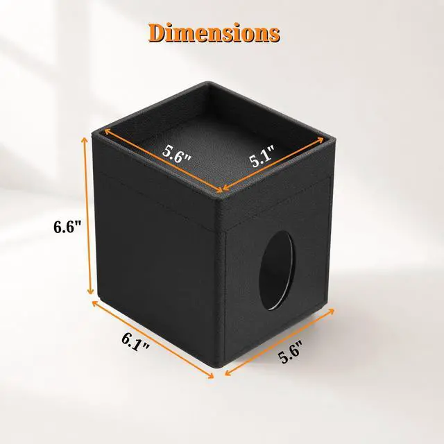 Alt view image 6 of 7 - Leather Tissue Box Cover with Storage Tray, Square Facial Tissue Box Holder for Bathroom, Office Table, Countertop, Night Stand & More (Black)