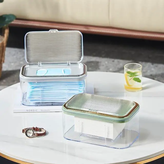 Alt view image 4 of 7 - Mask Storage Box with Lid, Tissue Box Holder, Openable Mask Storage Box Organizer, Wall Hanging Tissue Box for Home, Office, Car, Schools, Churches, Gyms, Transparent