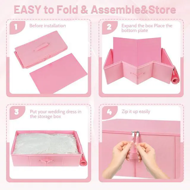 Alt view image 4 of 7 - Wedding Dress Storage Box,Wedding Dress Preservation Kit with 50 Sheets of Acid Free Tissue Paper,1 Pair Microfiber Gloves and Clothing Desiccants,WeddingDress Preservation Box-Bride Musthaves