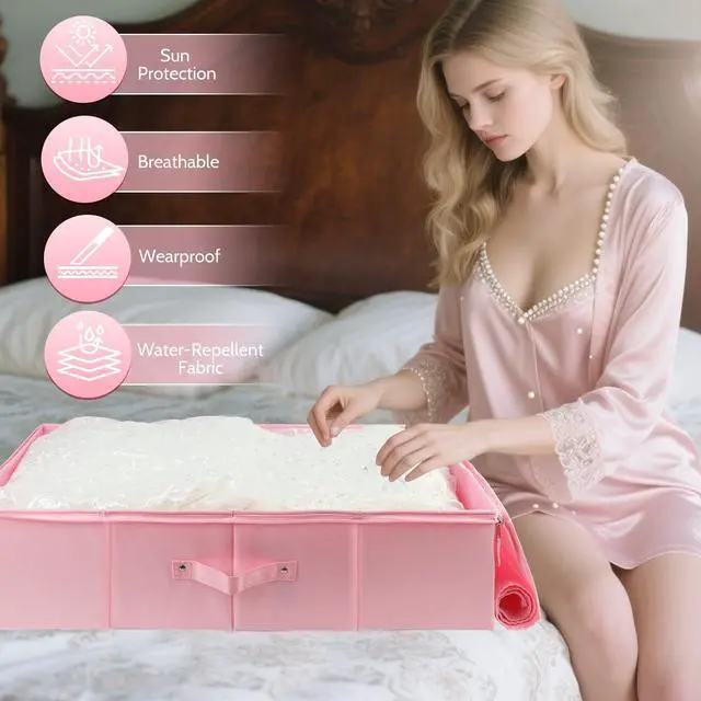 Alt view image 5 of 7 - Wedding Dress Storage Box,Wedding Dress Preservation Kit with 50 Sheets of Acid Free Tissue Paper,1 Pair Microfiber Gloves and Clothing Desiccants,WeddingDress Preservation Box-Bride Musthaves