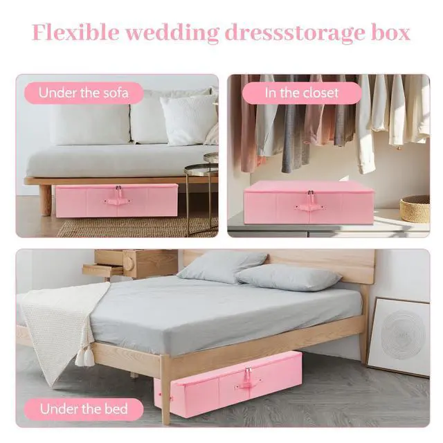 Alt view image 7 of 7 - Wedding Dress Storage Box,Wedding Dress Preservation Kit with 50 Sheets of Acid Free Tissue Paper,1 Pair Microfiber Gloves and Clothing Desiccants,WeddingDress Preservation Box-Bride Musthaves
