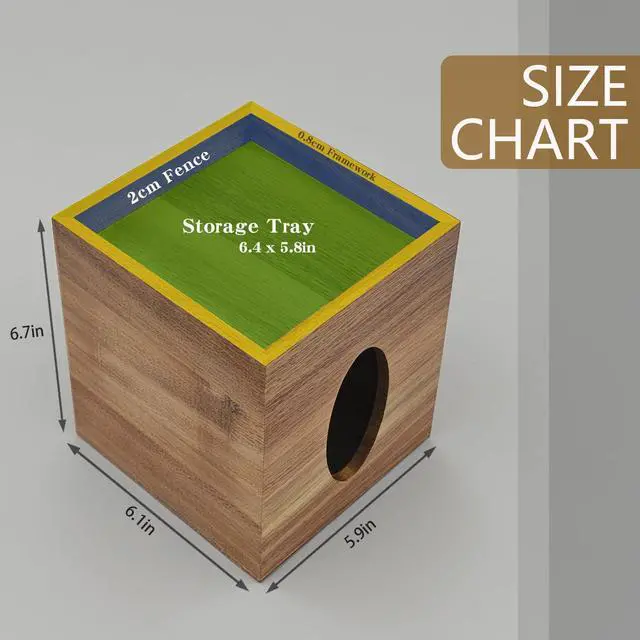 Alt view image 2 of 7 - Wooden Tissue Box Cover, Square Tissue Box Cover with Storage Tray, Decorative Tissues Boxes Covers, Modern Farmhouse Decor Tissues Holder for Bathroom, Bedroom, Dinner Table,Office,Kitchen