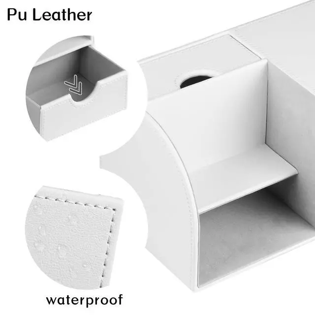 Alt view image 5 of 7 - Square Tissue Box Cover with Tray and Organizer, Multi-Functional Decor Cube Tissue Box Holder, Tissue and Remote Control Holder, for Vanity, Nightstand, Bathroom, Home, Office