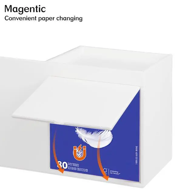 Alt view image 4 of 7 - Square Tissue Box Cover with Tray and Organizer, Multi-Functional Decor Cube Tissue Box Holder, Tissue and Remote Control Holder, for Vanity, Nightstand, Bathroom, Home, Office