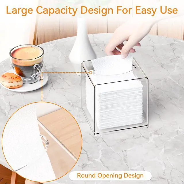Alt view image 4 of 7 - Clear Roll Tissue Box Holder with Cover Facial Tissue Dispenser Box Case for Countertop,Clear Plastic Dryer Sheet Container Napkin Organizer for Bathroom Kitchen Home,Square