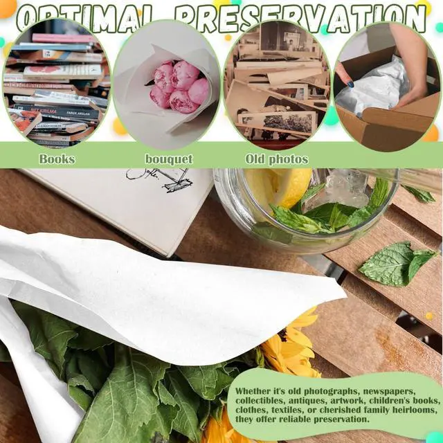 Alt view image 4 of 7 - 200 Sheets 15 x 20 inch Acid Free Archival Tissue Paper, White No Lignin Free Packing Tissue Paper for Preserving Clothing Storage Festival Gift Wrap Mother's Day Party Décor