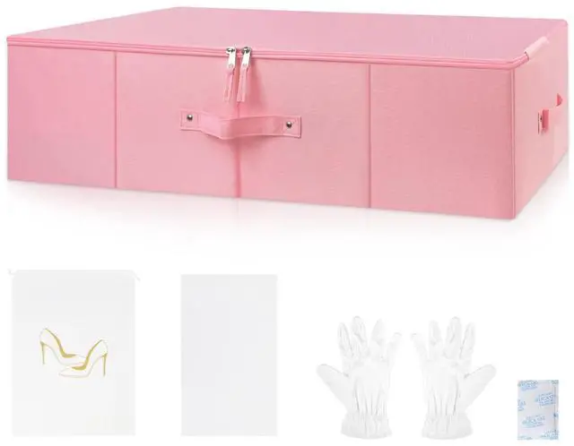 Main image of Wedding Dress Storage Box,Wedding Dress Preservation Box with 50 Sheets of Acid Free Tissue Paper,1 Pair Microfibe Gloves,Dustproof Bag and Clothing Desiccants,WeddingDress Preservation Kit(Pink