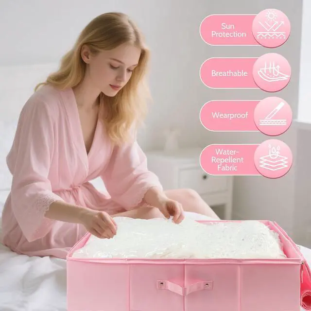 Alt view image 3 of 7 - Wedding Dress Storage Box,Wedding Dress Preservation Box with 50 Sheets of Acid Free Tissue Paper,1 Pair Microfibe Gloves,Dustproof Bag and Clothing Desiccants,WeddingDress Preservation Kit(Pink