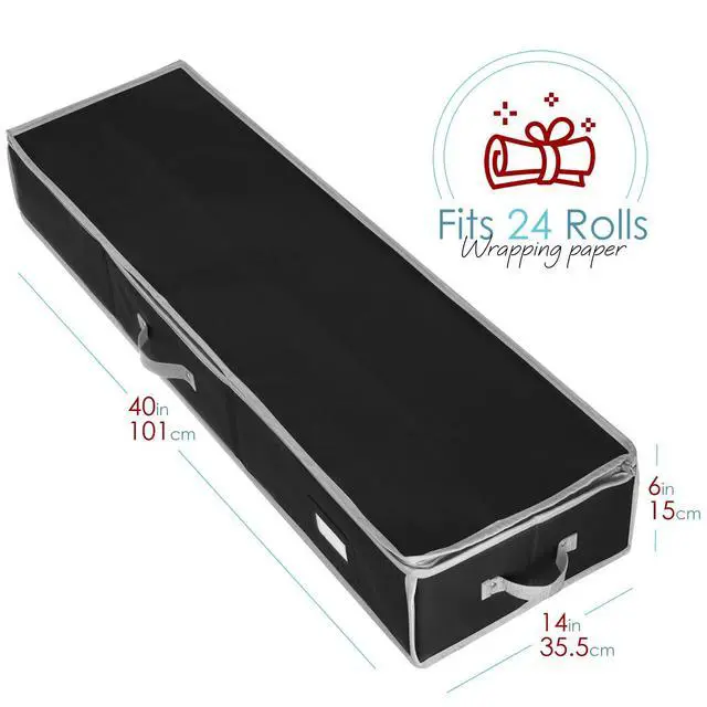 Alt view image 6 of 7 - Wrapping Paper Storage Container - Christmas Storage Bag with Interior Pockets - Gift Wrapping Organizer Storage Fits Up to 22 Rolls of 40" - Tear Proof Wrapping Paper Organizer