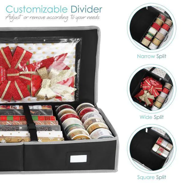 Alt view image 5 of 7 - Wrapping Paper Storage Container - Christmas Storage Bag with Interior Pockets - Gift Wrapping Organizer Storage Fits Up to 22 Rolls of 40" - Tear Proof Wrapping Paper Organizer