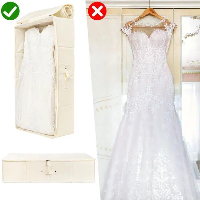 Alt view image 5 of 7 - Wedding Dress Storage Box, Large Wedding Gown Preservation Box with 30 Sheets Acid Free Tissue Paper and 1 Pair Microfiber Gloves for Bridal Essentials, Heirlooms, Weddings Keepsake, Beige