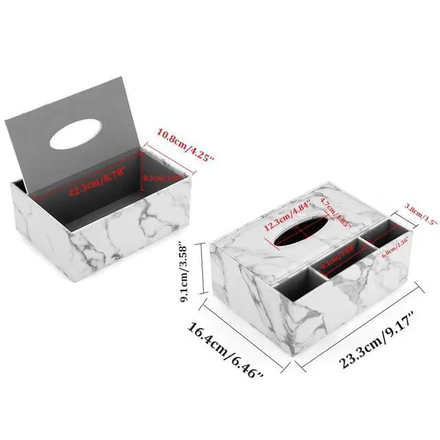 Alt view image 2 of 7 - PU Leather Household Office Rectangular Tissue Box Storage Organizer Box