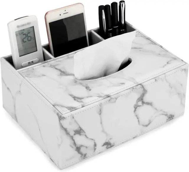 Main image of PU Leather Household Office Rectangular Tissue Box Storage Organizer Box