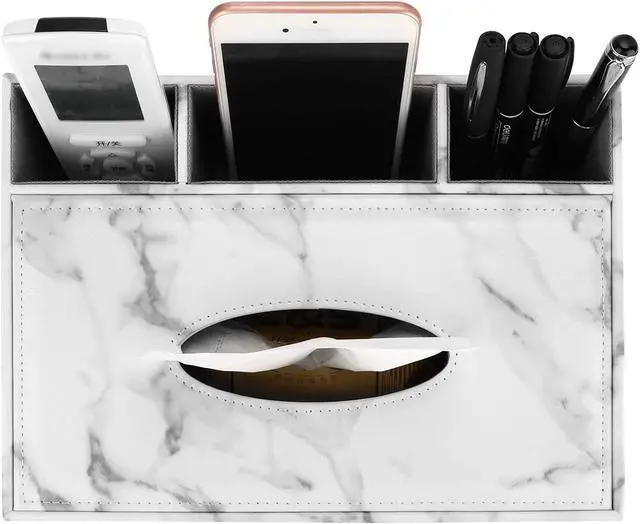 Alt view image 5 of 7 - PU Leather Household Office Rectangular Tissue Box Storage Organizer Box