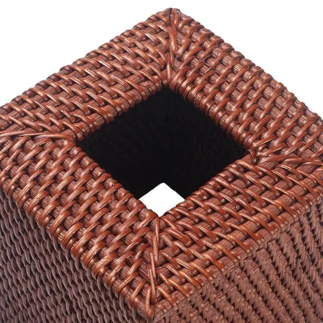 Alt view image 4 of 7 - Square Rattan Tissue Box Cover, Hand Woven Wicker Tissue Holder, 5.5 x 5.5 X 5.7 inches, Honey Brown
