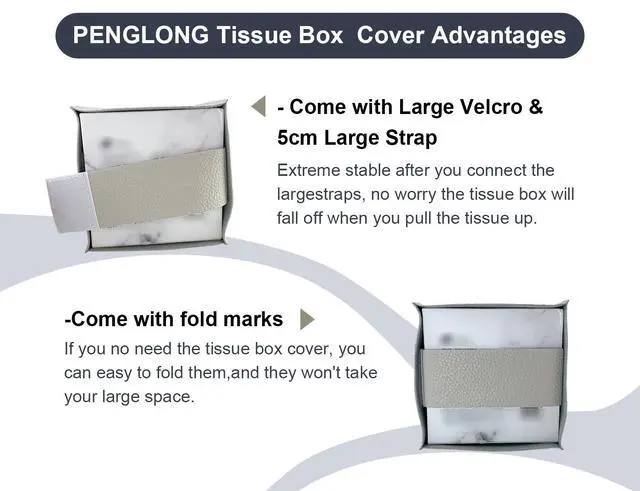 Alt view image 2 of 6 - Tissue Box Cover 5X5X5'' PU Leather Tissue Holder Square Tissue Cube Box Organizer for Bathroom Vanity Countertop, Car, Night Stands, Office, Home, Kitchen (1Pack, Lime White)
