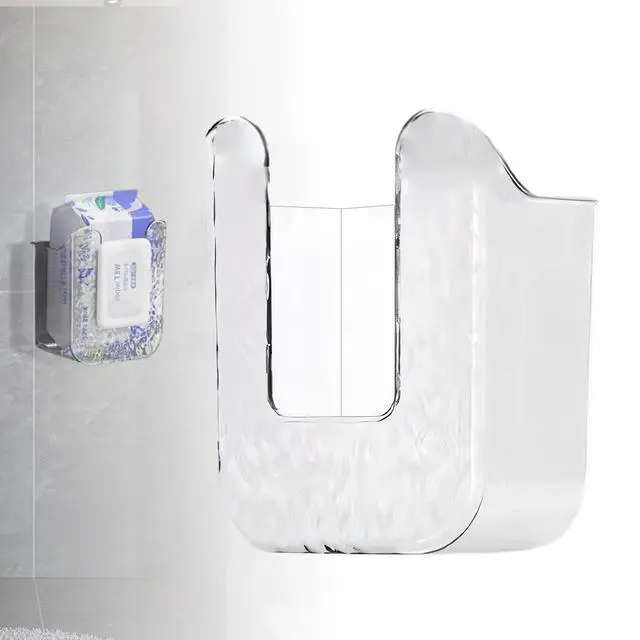 Main image of Kitchen Wipes Storage, Flushable Wipes Holder for Bathroom, Wall-Mounted Tissue Box, Non-Slip Flushable Wipes Holder, Wipe Container, Wipes Dispenser for Kitchen Bedroom Bathroom, White