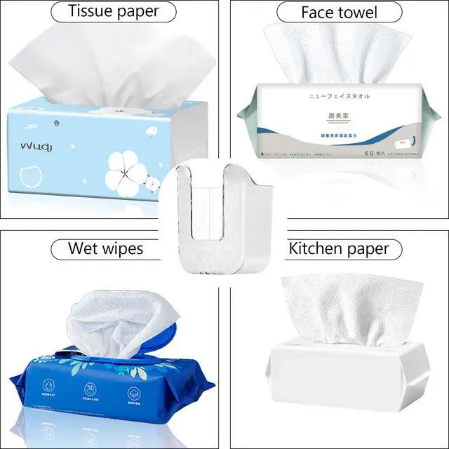 Alt view image 3 of 6 - Kitchen Wipes Storage, Flushable Wipes Holder for Bathroom, Wall-Mounted Tissue Box, Non-Slip Flushable Wipes Holder, Wipe Container, Wipes Dispenser for Kitchen Bedroom Bathroom, White