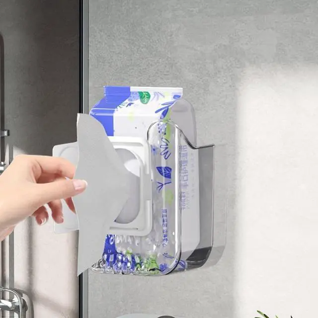 Alt view image 6 of 6 - Kitchen Wipes Storage, Flushable Wipes Holder for Bathroom, Wall-Mounted Tissue Box, Non-Slip Flushable Wipes Holder, Wipe Container, Wipes Dispenser for Kitchen Bedroom Bathroom, White