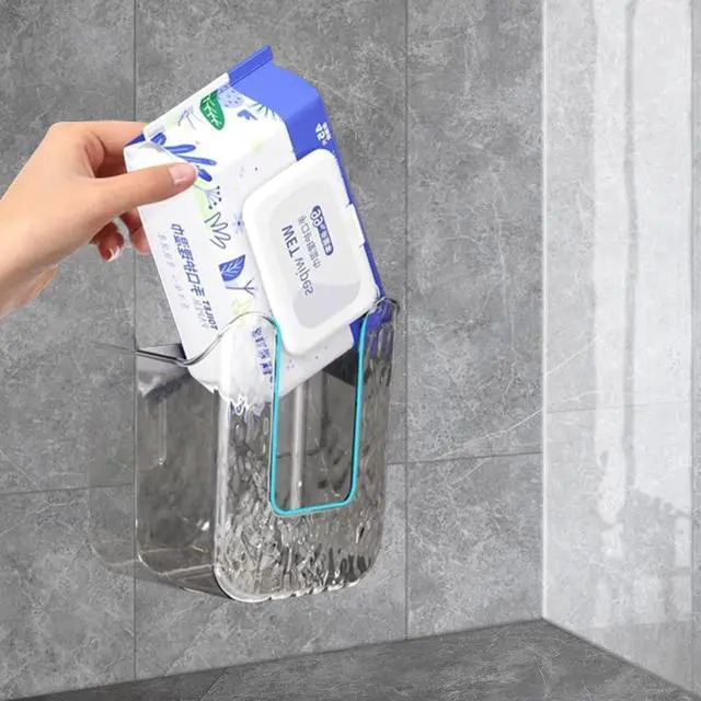 Alt view image 4 of 6 - Kitchen Wipes Storage, Flushable Wipes Holder for Bathroom, Wall-Mounted Tissue Box, Non-Slip Flushable Wipes Holder, Wipe Container, Wipes Dispenser for Kitchen Bedroom Bathroom, White