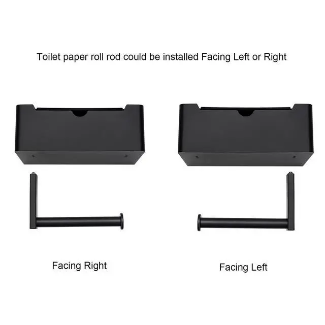 Alt view image 5 of 7 - Matte Black Toilet Paper Holder Tissue Roll Hanger with Shelf Flushable Wipes Dispenser Storage Box Large Stainless Steel Bathroom Lavatory Hardware Wall Mount Adhesive