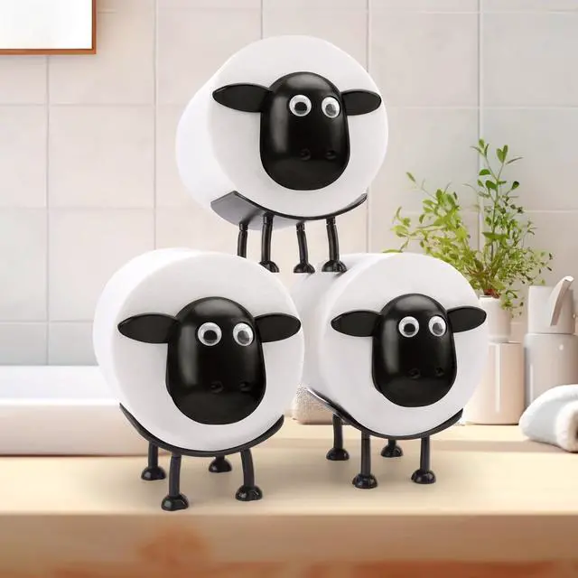 Alt view image 3 of 7 - Sheep Toilet Paper Roll Holder, Tissue Paper Storage Stand, 3D Printed Black Sheep Loo Roll Holder, Wall Mount Tissue Basket for Bathroom, Fun Housewarming Gift & Bathroom Decor (3)