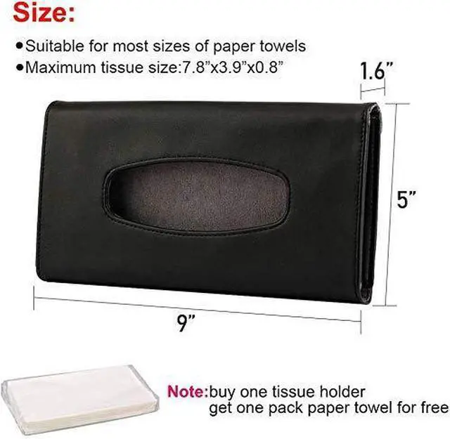 Alt view image 5 of 7 - Tissue Box Holder for Car, Car Tissues Holder, Car Napkin Case, Hanging Paper Towel Clip, PU Leather Tissue Box, Paper Carton, Mask Holder for Car Black